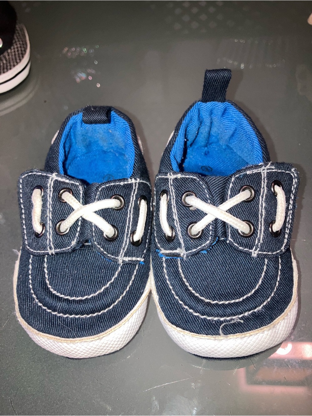 Koala Kids Navy Blue & White Slip-On Baby Boat Shoes Size 2